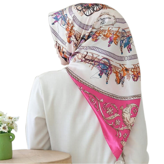Pañuelo Cuadrado Grande de Seda Simulada - Accesorio Versátil para Mujer - Image 5