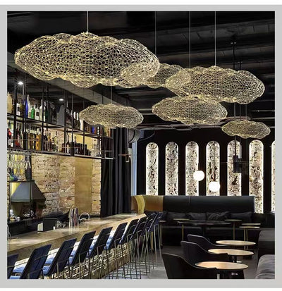 Lámpara Colgante Industrial Nube de Malla Hierro para Restaurantes - Image 15