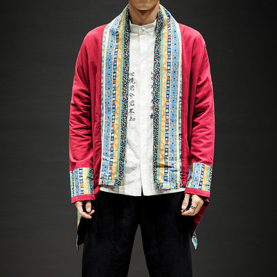 Abrigo Kimono Cardigan de Algodón y Lino - Estilo Japonés Moderno para Hombre - Image 5