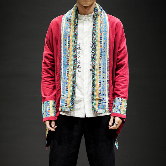Abrigo Kimono Cardigan de Algodón y Lino - Estilo Japonés Moderno para Hombre - Image 5