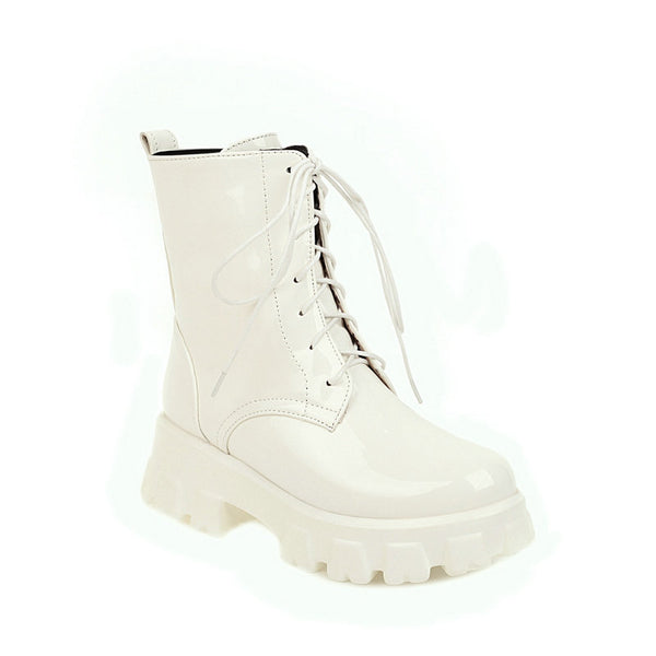 Botas Martin de Cuero Charol con Plataforma y Cordones - Estilo Urbano Moderno - Image 4