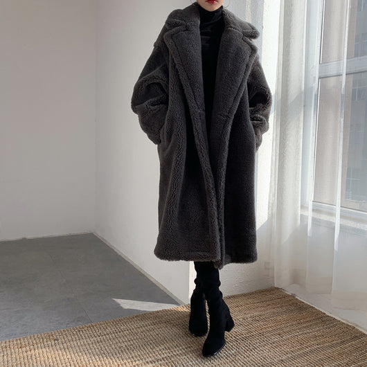 Abrigo Teddy Fleece Cocoon Largo para Mujer - Invierno - Image 4