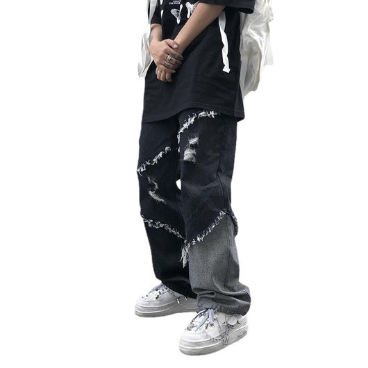 Pantalones Vaqueros Sueltos con Flecos - Estilo Urbano para Hombre - Image 8