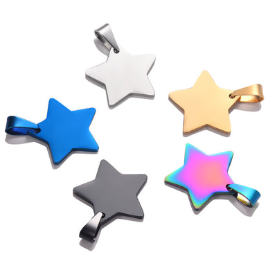 Dije Estrella de Cinco Puntas en Acero Titanio - Collar Colgante Minimalista - Image 10