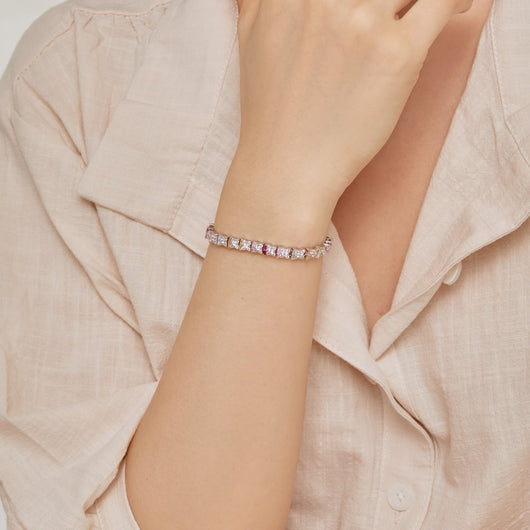 Pulsera de Plata Esterlina para Mujer con Circones de Colores