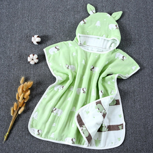 Capa de Baño Infantil con Capucha de Algodón Gasa Pura - Image 24