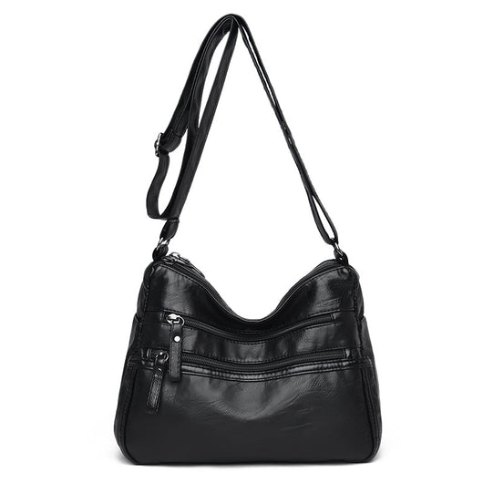 Bolso Bandolera de Cuero Genuino Lavado - Diseño Minimalista Versátil - Image 9