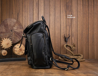 Mochila de Cuero Genuino Estilo Británico Gran Capacidad para Hombre Retro - Image 11