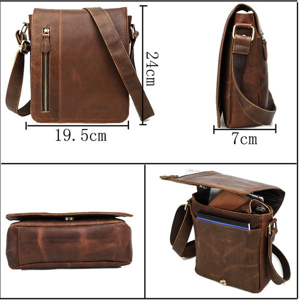 Bolsa Mensajero de Cuero Genuino para Hombre - Estilo Europeo y Americano