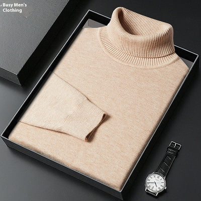 Suéter Cuello Alto para Hombre - Abrigo Básico Invierno Colores Sólidos - Image 20