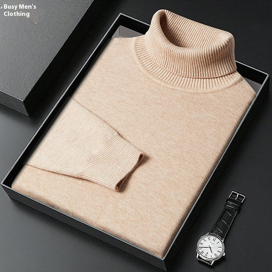 Suéter Cuello Alto para Hombre - Abrigo Básico Invierno Colores Sólidos - Image 20