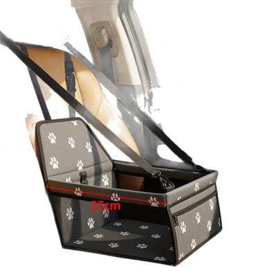 Gray portable pet carrier with mesh windows, a top handle, and side pocket, measuring 49cm H x 48cm W x 50cm L. - Image 4