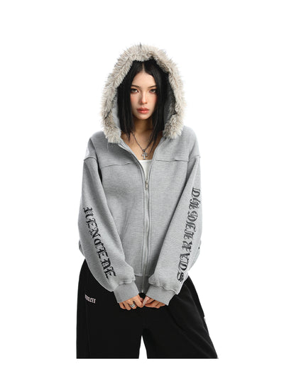 Cardigan Mujer con Cuello de Pelaje Desmontable y Cierre de Cremallera - Image 16