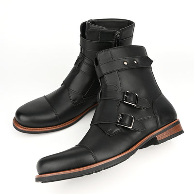 Botas Denim Minimalistas para Hombre con Cierre Lateral y Hebilla Metálica - Image 7