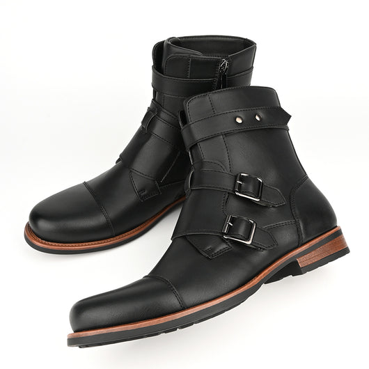 Botas Denim Minimalistas para Hombre con Cierre Lateral y Hebilla Metálica - Image 7