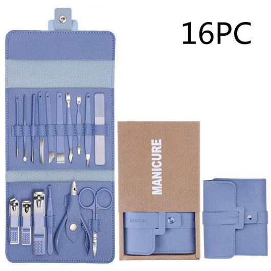 Kit Completo de 16 Herramientas de Manicura en Acero Inoxidable con Estuche PU - Image 10