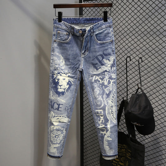 Jeans Slim Fit con Estampado de León - Colección Verano Hombre