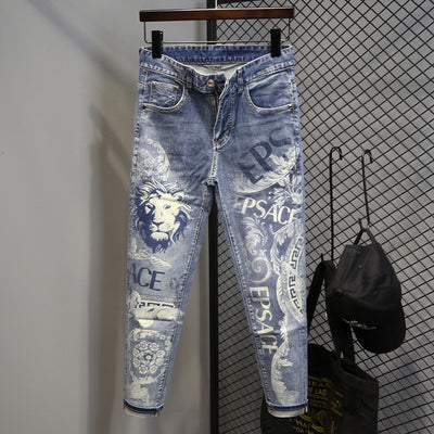 Jeans Slim Fit con Estampado de León - Colección Verano Hombre