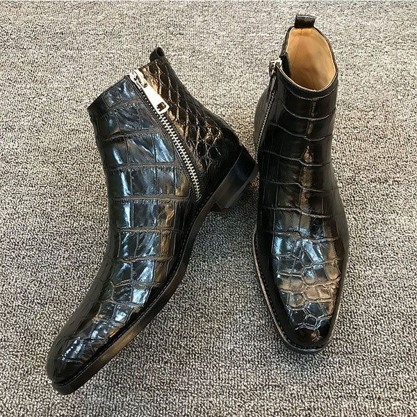 Botas de Cuero PU para Hombre con Cierre Lateral - Estilo Business Casual