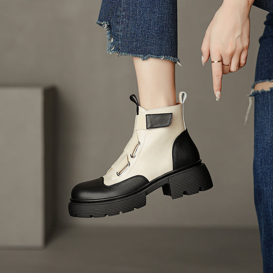 Botas Martin de Cuero Grueso Estilo Retro Francés para Mujer - Image 2