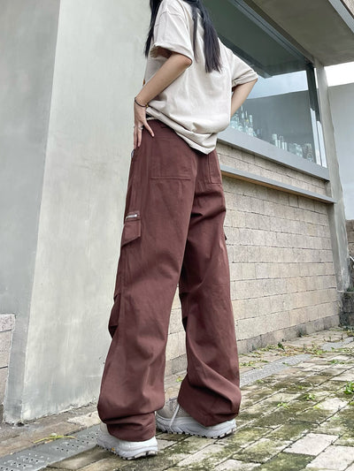 Pantalones Casuales Retro Guochao con Bolsillos Amplios y Cierre - Image 10