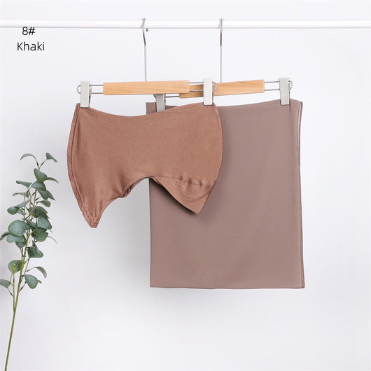 Pañuelo Modal Transpirable de Color Sólido con Gorro Integrado en Chiffon Perla - Image 10