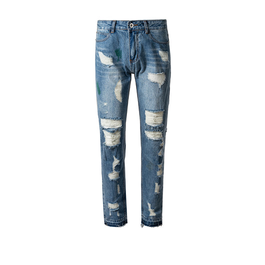 Jeans Rectos Hip Hop Rotos para Hombre - Image 3