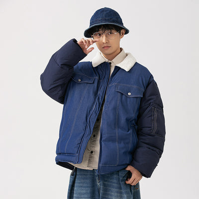 Abrigo Denim Acolchado Retro Americano para Hombre - Image 2