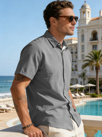 Camisa Casual de Manga Corta con Cuello Solapa - Image 31