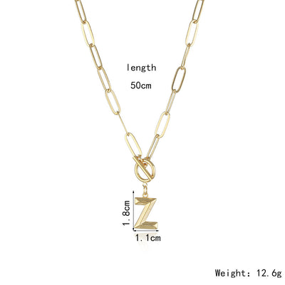 Collar de Letra Chapado en Oro Real Estilo Hip Hop - Image 53