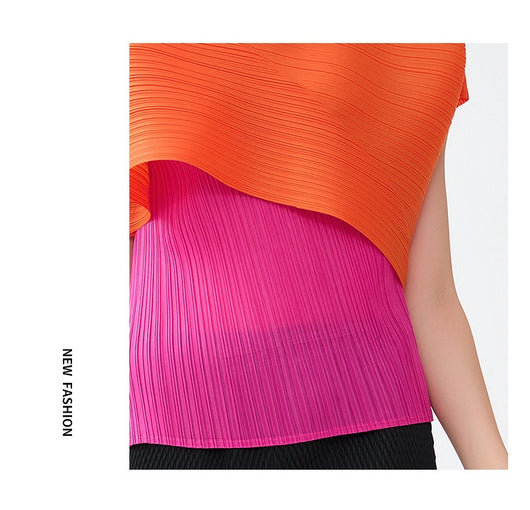 Blusa de Moda Asimétrica con Combinación de Colores para Primavera y Otoño - Image 24