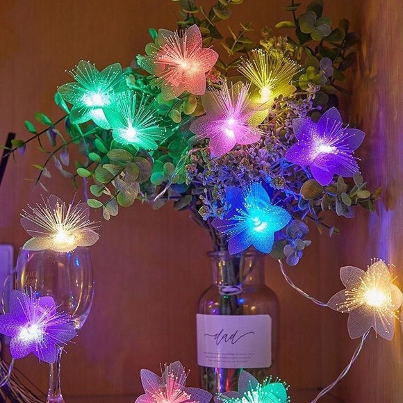 Guirnalda de Luces LED con Fibra Óptica Floral Intermitente para Bodas