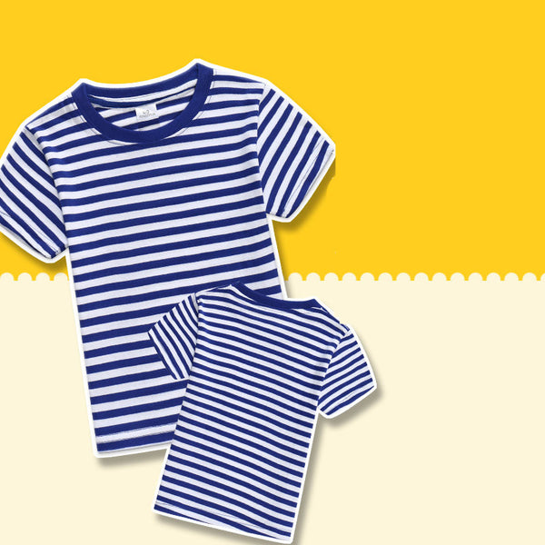 Camiseta Infantil a Rayas Azul y Blanco