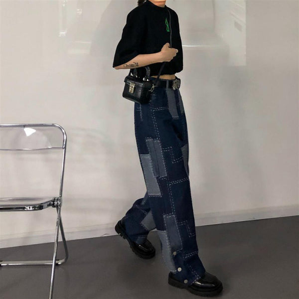 Jeans Oversize Cuadrille para Talla Grande con Doble Botonadura