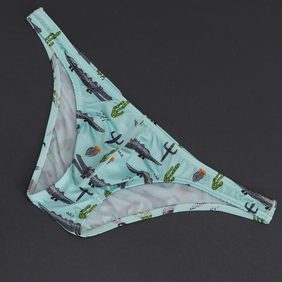 Slip Masculino de Malla Transpirable Tanga Baja con Estampado - Image 6