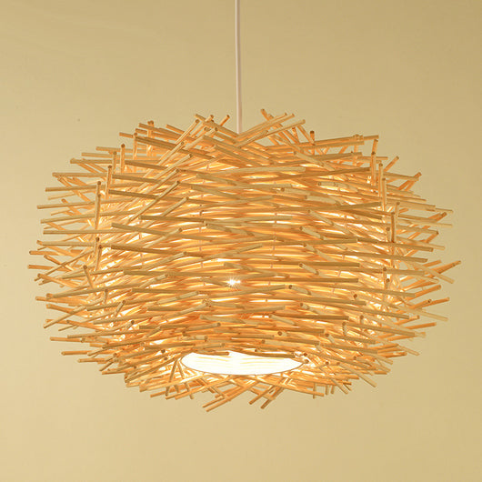 Lámpara Colgante Artesanal de Bambú Tejido - Jaula Pájaros Estilo Rústico Asiático - Image 4