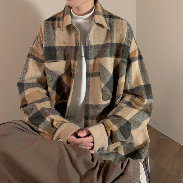 Chaqueta Camisa Cuadros Vintage Efecto Gamuza