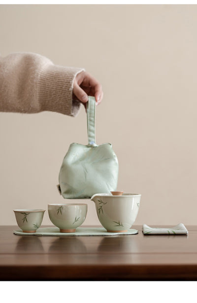 Juego de Té Portátil Bambú Pintado a Mano - Tetera y Taza Todo en Uno - Image 15
