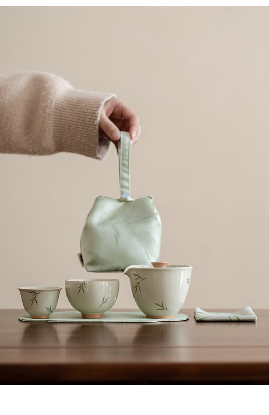 Juego de Té Portátil Bambú Pintado a Mano - Tetera y Taza Todo en Uno - Image 15