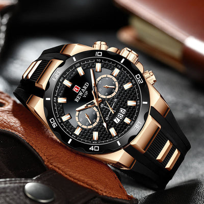 Reloj para Hombre REWARD Negro y Dorado con Diseño Moderno y Calendario - Image 2