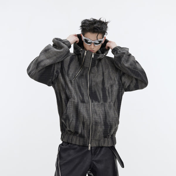 Sudadera Vintage con Capucha y Cierre Metálico para Hombre