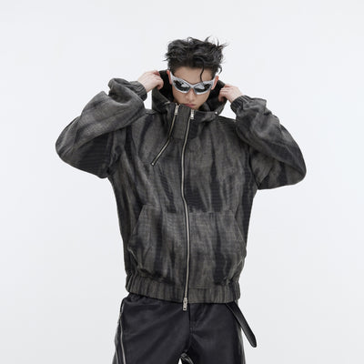 Sudadera Vintage con Capucha y Cierre Metálico para Hombre