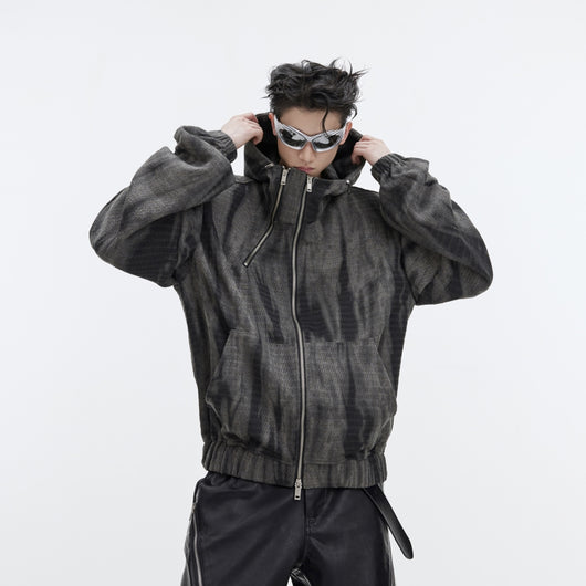 Sudadera Vintage con Capucha y Cierre Metálico para Hombre