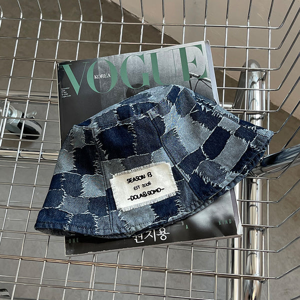 Gorra Pescador Vintage con Parches de Mezclilla Ajustable