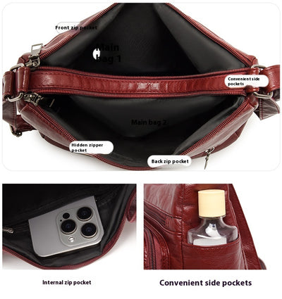 Bolso Mensajero de Cuero con Múltiples Compartimentos y Bolsillos - Image 30