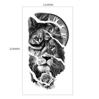 Tatuaje Temporal Transferible - Patrón Animal Tigre y León Media Manga - Image 36