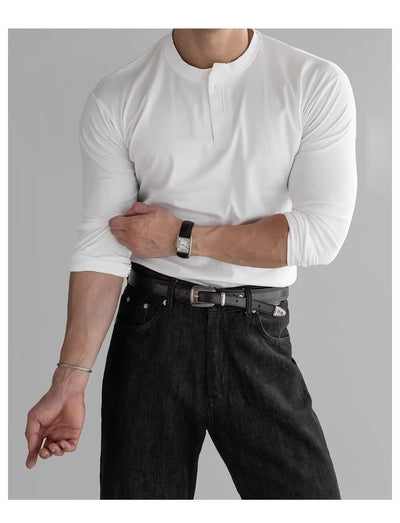 Camisa Slim Fit Manga Larga con Puños Ajustados y Cuello Abierto para Hombre - Image 12