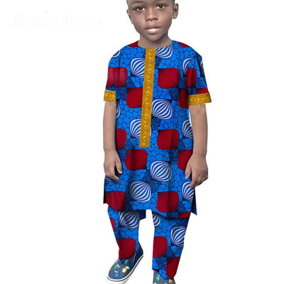 Conjunto Africano de Algodón Estampado - Camiseta y Pantalón