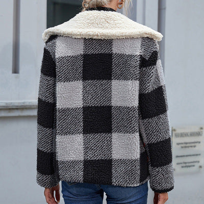 Chaqueta de Lana Cuadrille con Solapa Suave y Bolsillos - Image 4