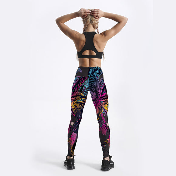 Calças Legging Esportivas de Flores e Pétalas para Mulher
